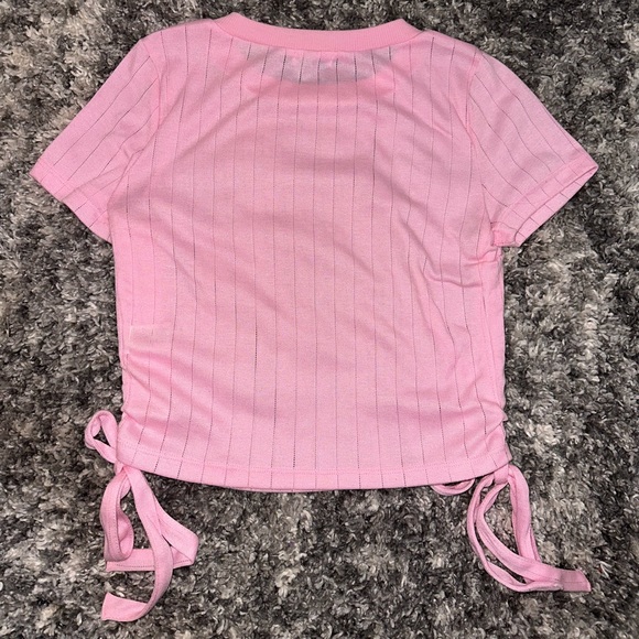 Love, Fire Pink Ruched Side Crop Top - Picture 2 of 3